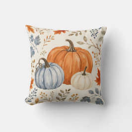 Almofada Elegant Watercolor Pumpkins | Cozy Fall Botanical