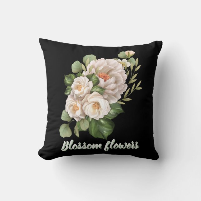 Almofada Elegant white floral bouquet with green leaves (Frente)