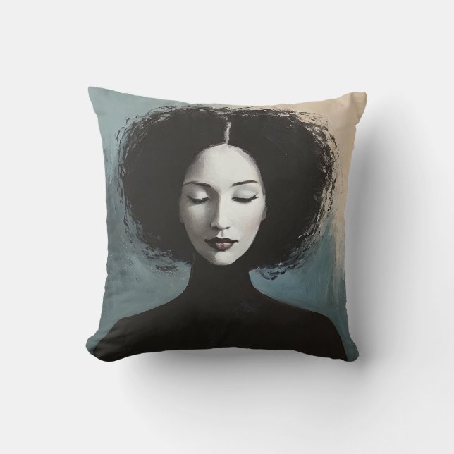 Almofada Elegant Woman Portrait Modern Art (Frente)