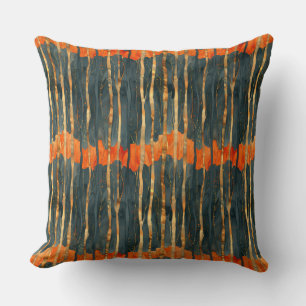 Almofada Elegante abstrato de laranja preto listrado