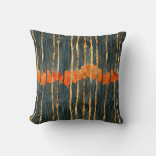 Almofada Elegante abstrato de laranja preto listrado
