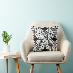 Almofada Elegante Art Deco Black & White Gouache Scallops