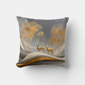 Almofada ✨Elegante Arte de Veado Dourado de Luxo na Naturez