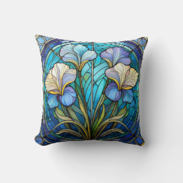 Almofada Elegante Arte Moderna Nouveau Azul Roxo Iris Flora