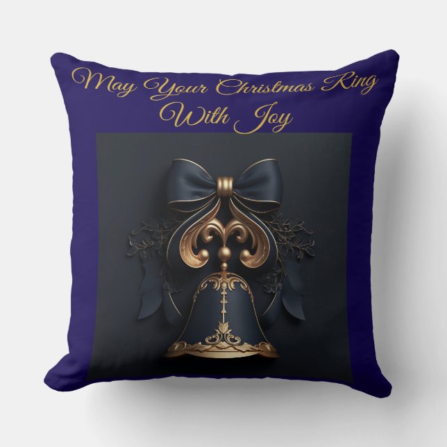 Almofada -Elegante Azul Marinho e Dourado Chr (Frente)