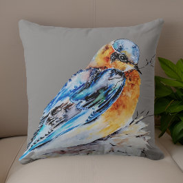 Almofada Elegante Azulinho de Aquarela Natureza