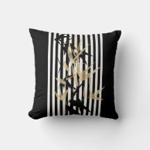 Elegante Bambu Dourado Faixa Preto Branco Asiático