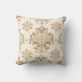Almofada Elegante Bege Damask Vintage Casa de Campo Frances