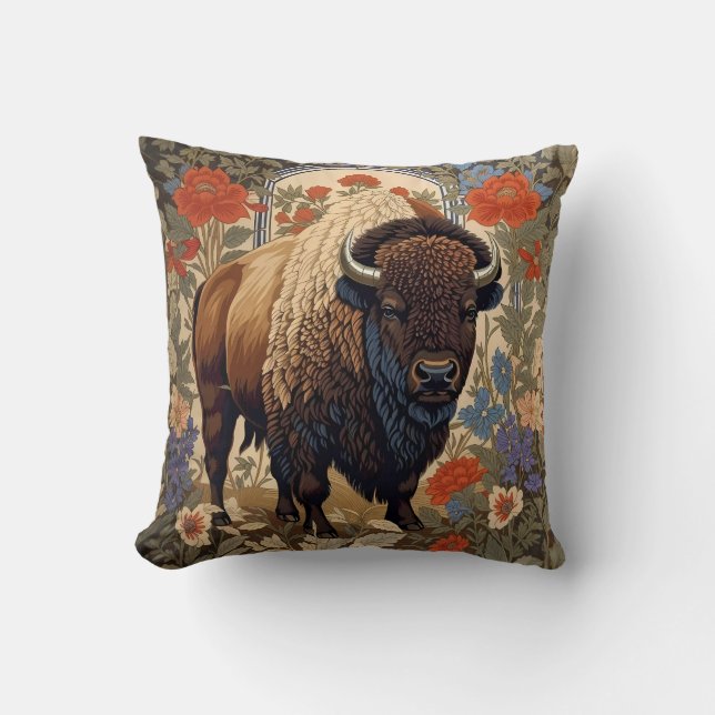 Almofada Elegante Bison William Morris Inspirou (Frente)