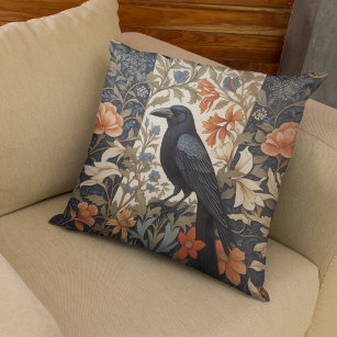 Almofada Elegante Black Raven William Morris Inspirou Flora