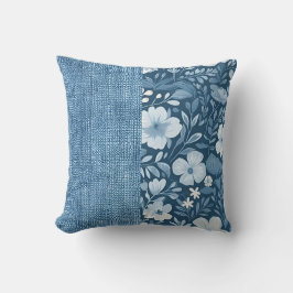 Almofada Elegante Blue Faux Denim Parece Meio N Meio