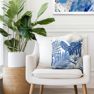 Almofada Elegante Blue Palm Deixa Travesseiro decorativo