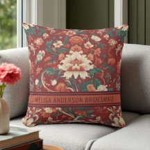 Elegante Burgundy Chinoiserie Floral Bridesmaid