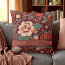 Elegante Burgundy Chinoiserie Floral Bridesmaid
