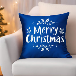 Almofada Elegante Caligrafia Feliz Natal Holly Berries