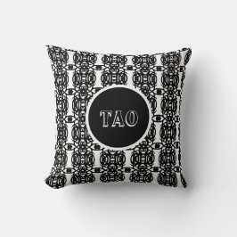 Almofada Elegante caligrafia Tao preta e branca