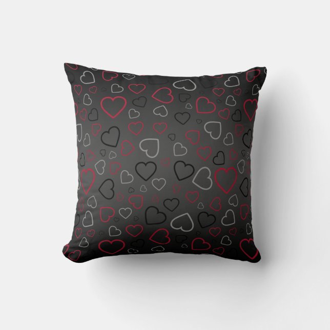 Almofada Elegante Carmin Red Cinzas Black Hearts (Frente)