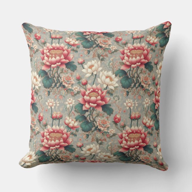 Almofada Elegante Chinoiserie Lotus (Frente)