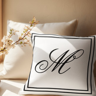 Almofada Elegante Cobertor Branco com Monograma Personaliza