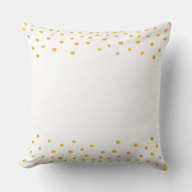 Almofada Elegante Confetti Dourado em Branco (Frente)