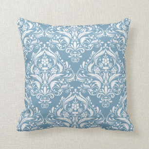Almofada Elegante Cor damasco branca e azul