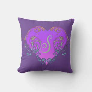 Almofada Elegante, Coração Roxo Romântico com Fardo