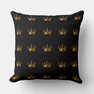 Almofada Elegante Coroa Dourada 3D em Preto