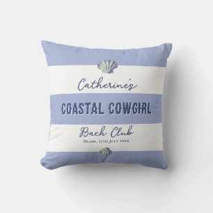 Almofada Elegante Cowgirl Costeira Listras Brancas e Azul S