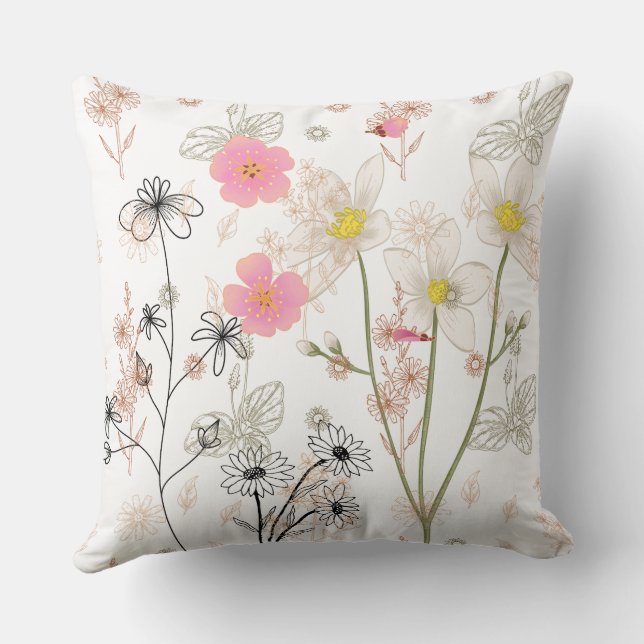 Almofada Elegante de Flores Silvestres – Flora Min (Verso)