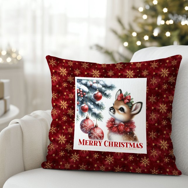 Almofada Elegante decoração de Natal para quarto de criança (Elegant Baby Deer Cozy Winter Kids Room Decor Christmas Pillow

)