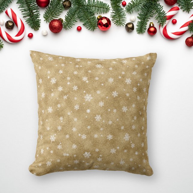 Almofada Elegante Dourado Stars Snowflakes Travesseiro deco (Criador carregado)