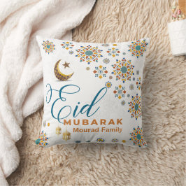 Almofada Elegante Eid Mubarak Caligrafia Árabe Lua Estrelas