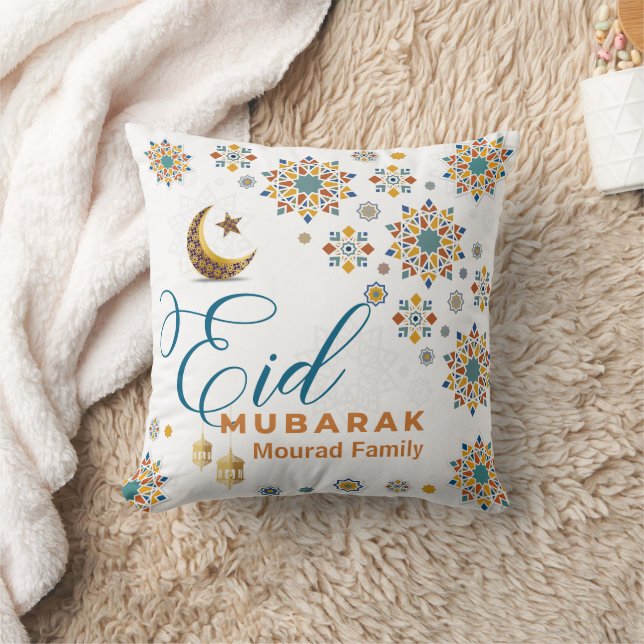 Almofada Elegante Eid Mubarak Caligrafia Árabe Lua Estrelas (Cobertor)