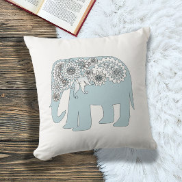 Almofada Elegante Elefante Paisley Azul