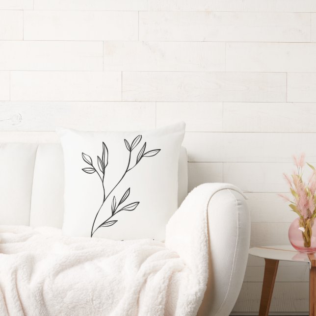 Almofada Elegante Estilo Simples Preto e Branco com Texto P (Sofá)