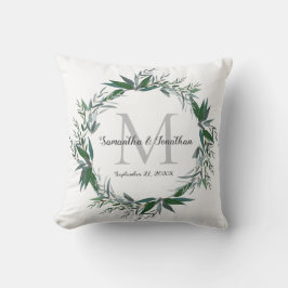Almofada Elegante Eucalyptus Monograma — Casamento Branco