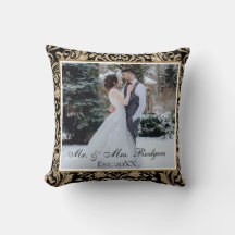 Elegante Falso Brilho Preto e Dourado Foto Casamen