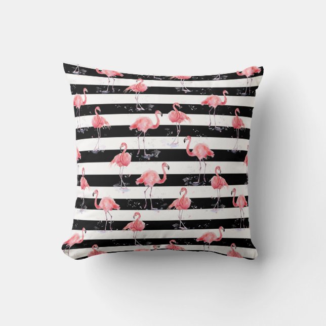 Almofada Elegante Flamingo preto rosa (Frente)