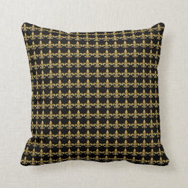 Almofada Elegante Fleur de Lis Black e Dourado Travesseiro