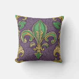 Almofada Elegante Fleur de Lis Mardi Gras