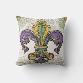 Almofada Elegante Fleur de Lis Mardi Gras