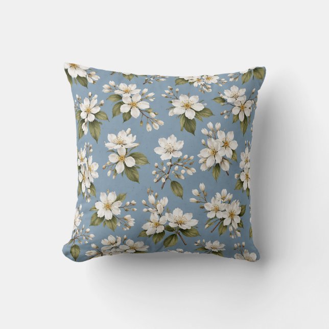 Almofada Elegante Flor de Blossom Azul (Frente)