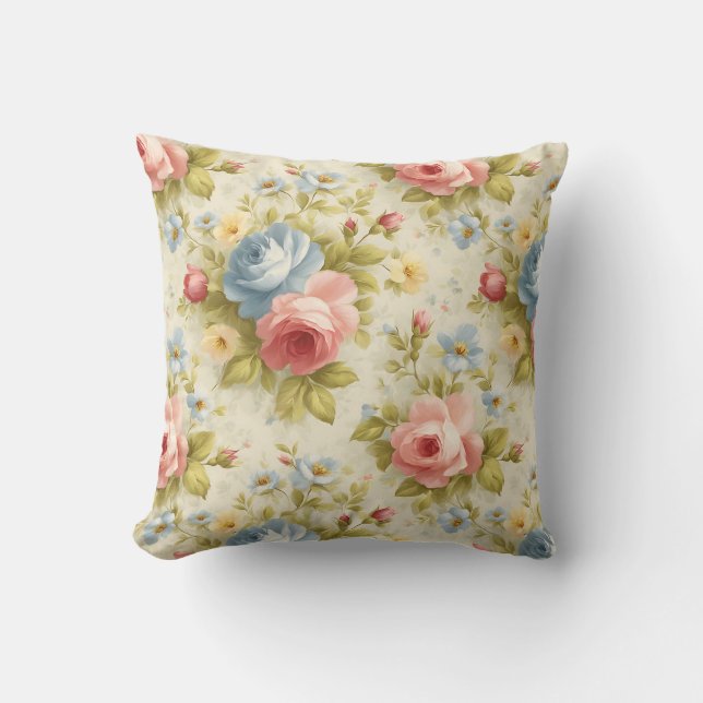 Almofada Elegante Floral Botânico Vintage (Frente)