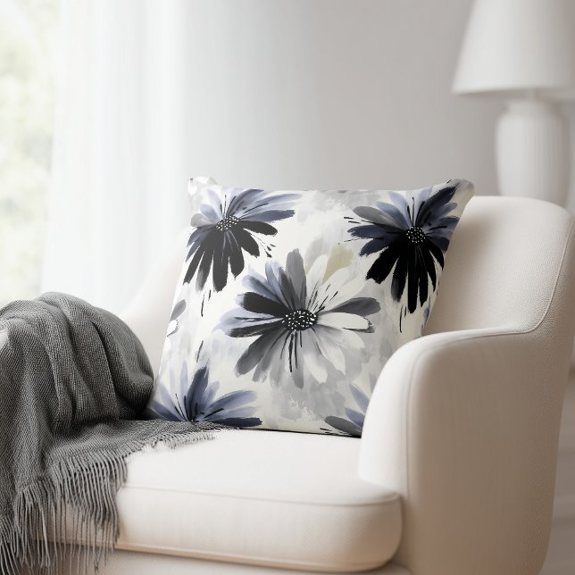 Almofada Elegante Floral Cinza (Criador carregado)