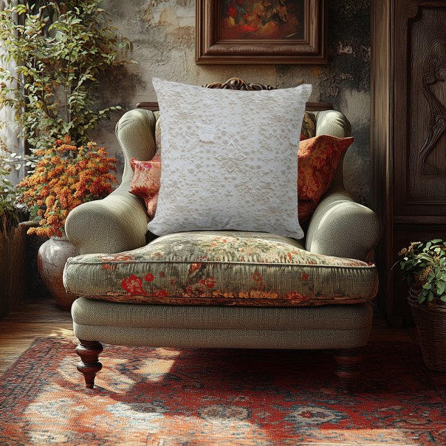 Almofada Elegante Floral Embossed Impressão - Faux Embroide (Criador carregado)