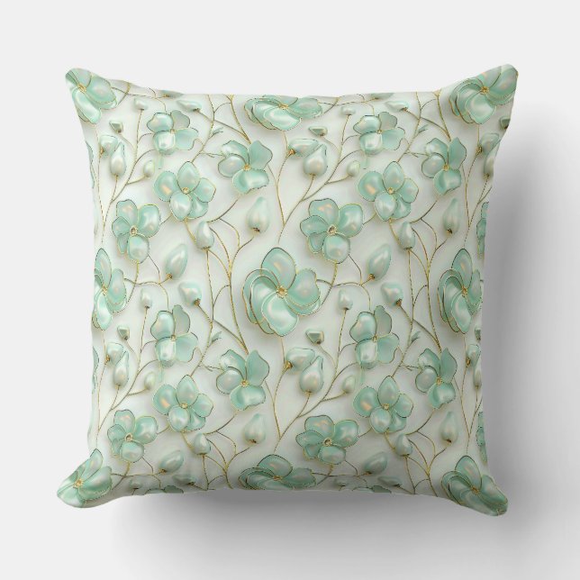 Almofada Elegante Floral Verde (Frente)