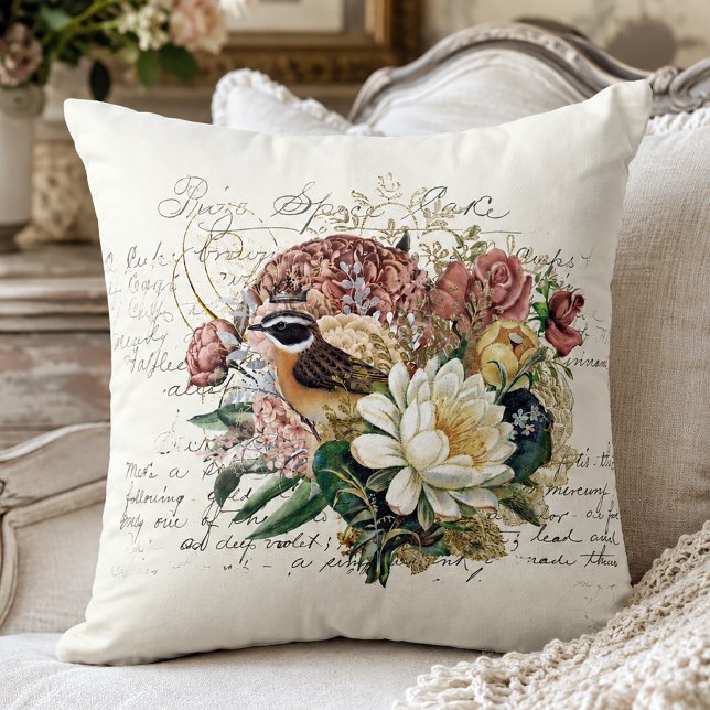 Almofada Elegante Floral Vintage (Shabby Chic Throw Pillow)