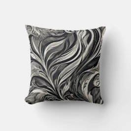 Almofada Elegante - Fluxo Abstrato Preto e Branco