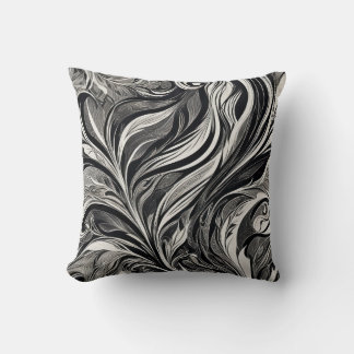 Almofada Elegante - Fluxo Abstrato Preto e Branco