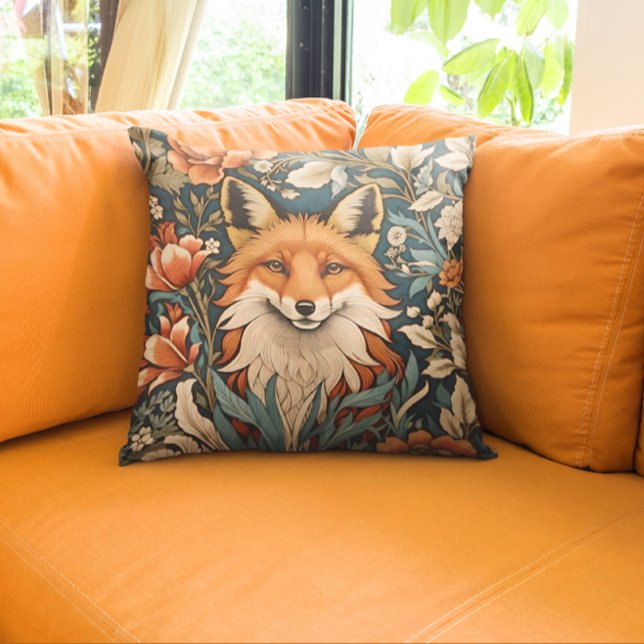 Almofada Elegante Fox William Morris Inspirou Floral (Criador carregado)
